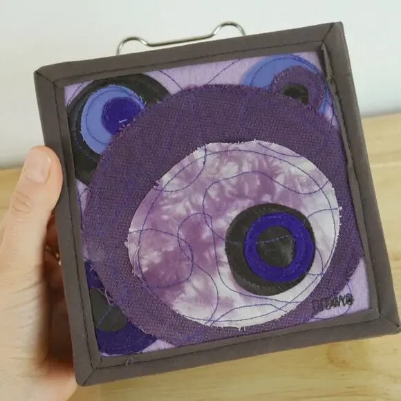 Vintage Y2K Wall Art Decor Mod Twee Quirky Purple Textile Art Funky Maximalist - Picture 2 of 8